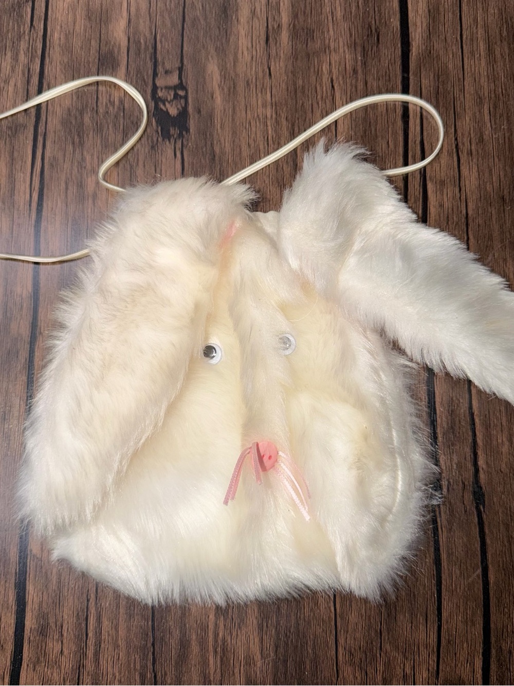 Kids Plush Bunny Crossbody Bag - White
